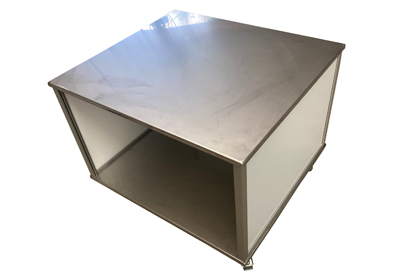 Aluminium Klapptheke Empfamgstheke Modultheke Eiche furniert Streifen