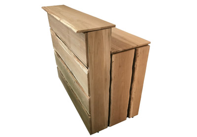 Theke Rustikal aus Eiche mit Totwurmlöchern und Astlöchern