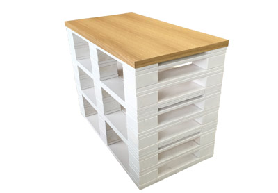 Messetheke Upcycling aus Paletten wei� lackiert