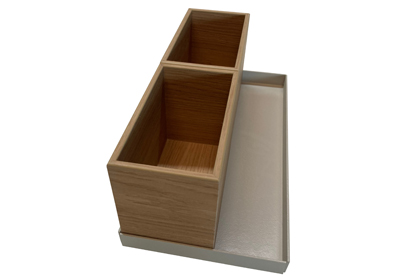 Aluminium Klapptheke Empfamgstheke Modultheke Eiche furniert Streifen