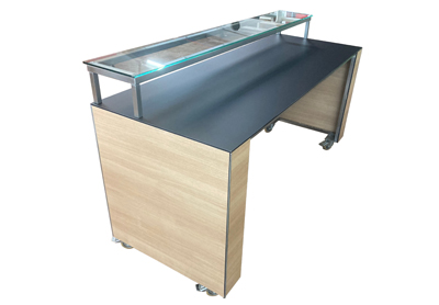 Empfangstheke Outdoortheke Edelstahltheke Sommernacht mit HPL-Beschichtung